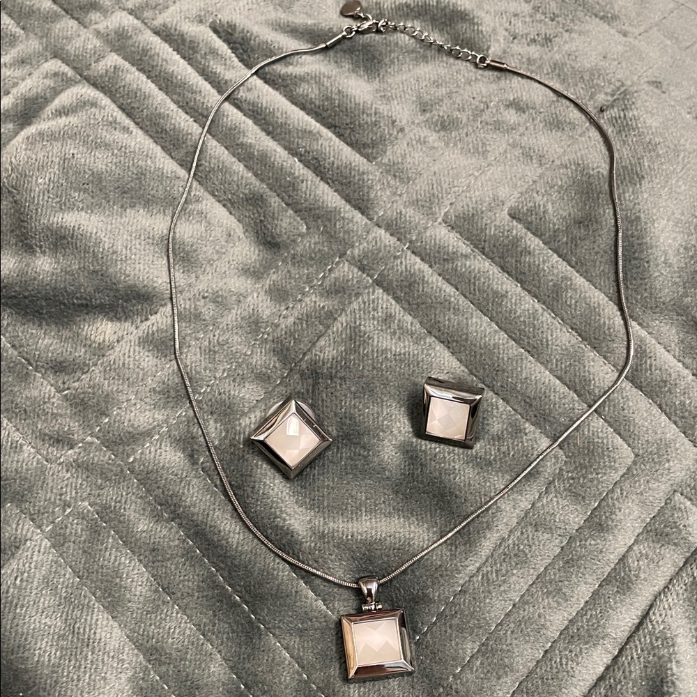 Butler 3 pc Elegant Silver Necklace and Earring Set